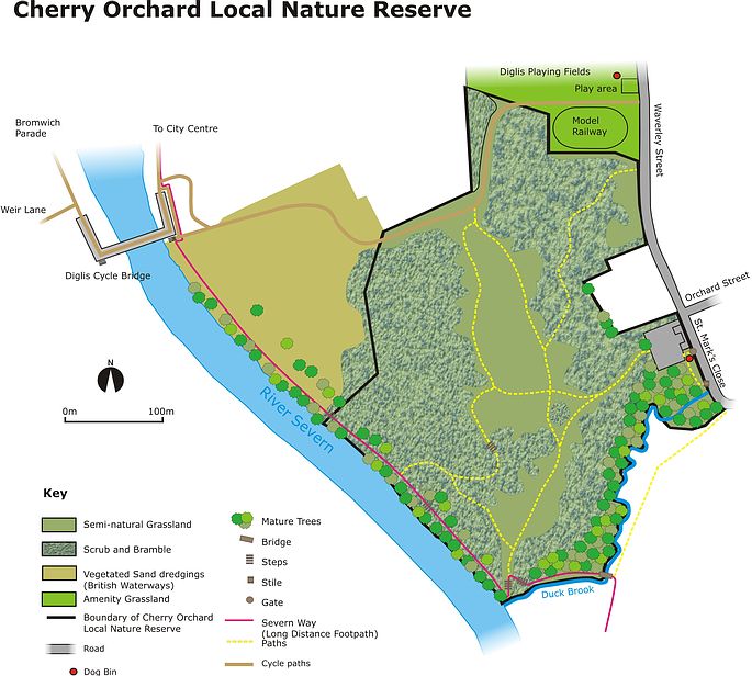 Cherry Orchard Local Nature Reserve Site Map